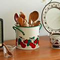 Floral Utensil Storage Basket with Divider Lid