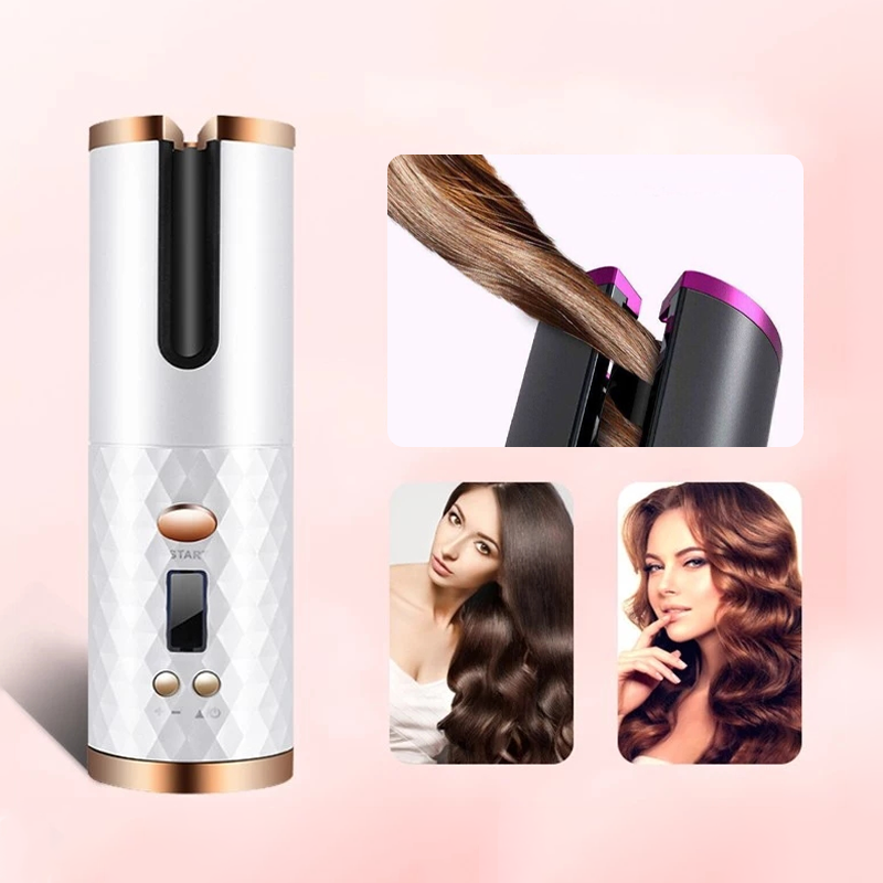 Cordless automatic rotating curling iron