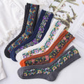 Vintage Floral Style Cotton Crew Socks