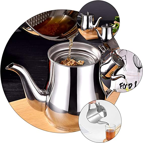 Oil filter jug in stainless steel