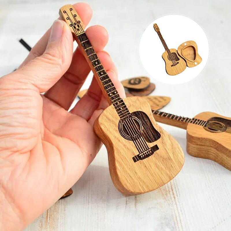 Wooden box for acoustic guitar accessories