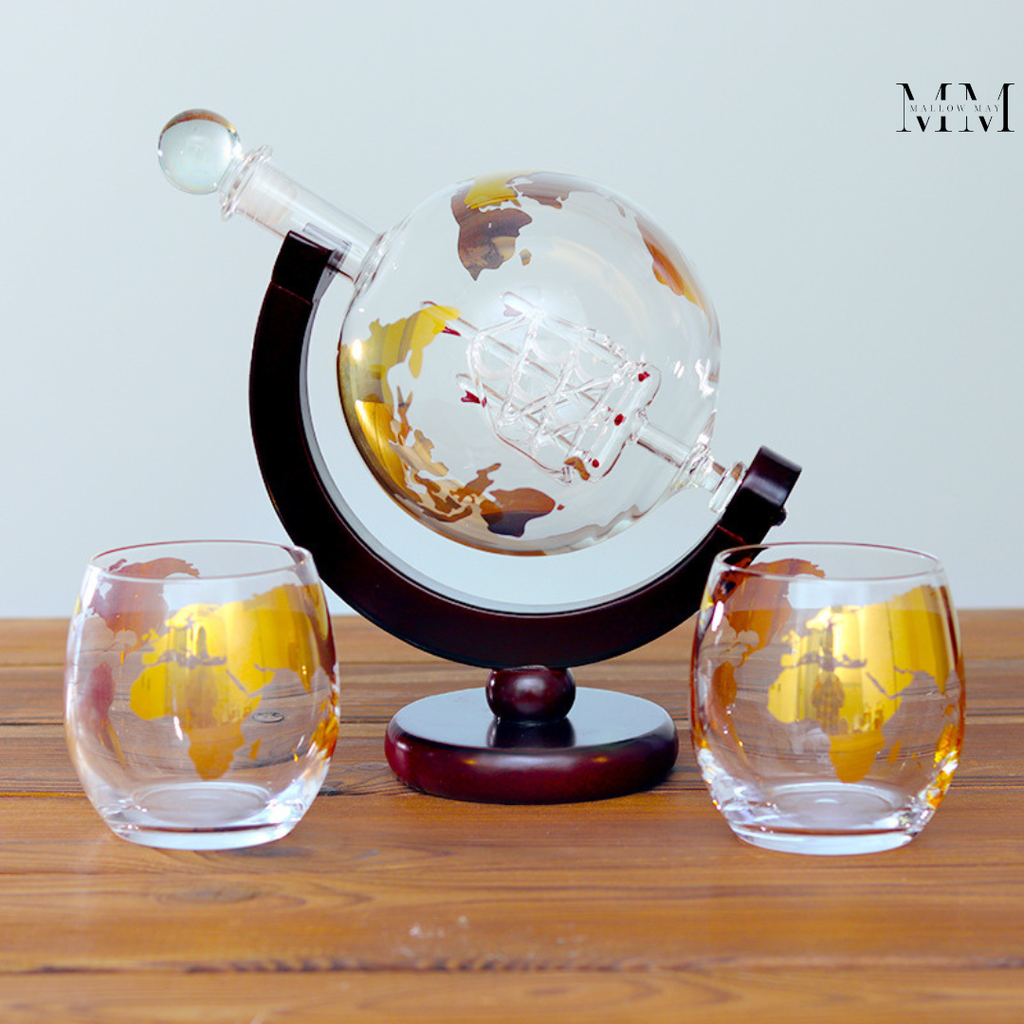 AtlasWhisk | Whiskey Globe Set Premium Drinkware for Enthusiasts