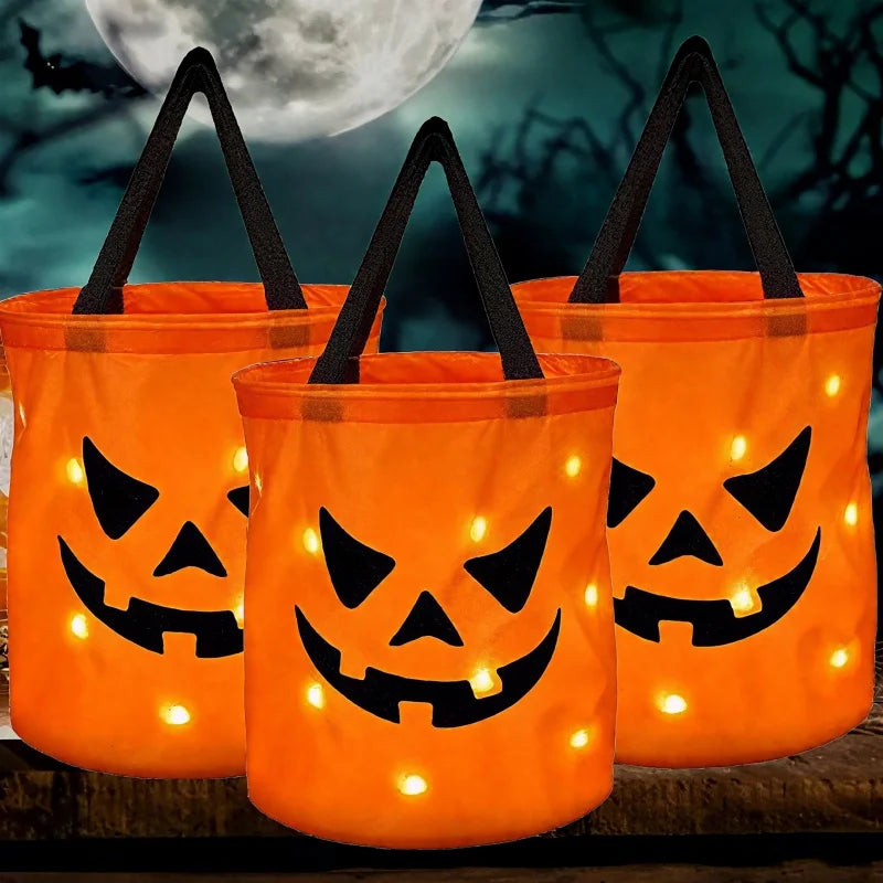 Light Up Pumpkin Halloween Treat Bag