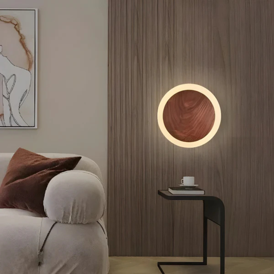 Scandinavian Wooden LED Wall Lamp with Energy-Efficient Indoor Lighting
