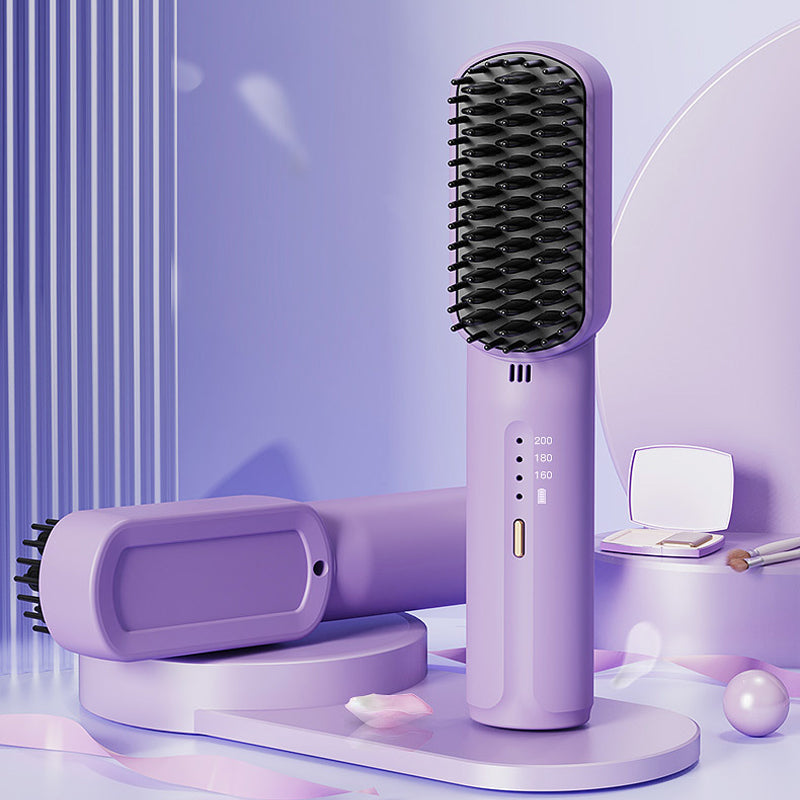 Portable negative ion hair straightener comb