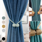 Curtain tiebacks with magnetic curtain clasp