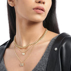Stacked Butterfly Pendant Necklace