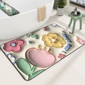 3D flower soft diatom mud absorbent floor mat
