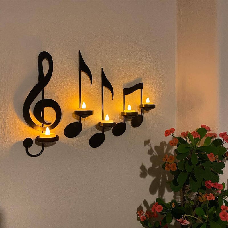 Black Music Note Wall Lamp