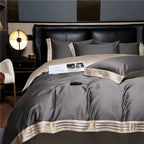 Satin Cotton Embroidered Bedding Set - Luxora
