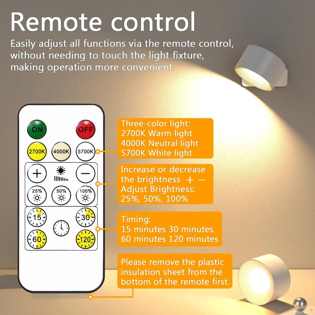 Wireless Rechargeable 360° Wall Light | Energy-Saving LED, Touch Control & Versatile for Home Lighting