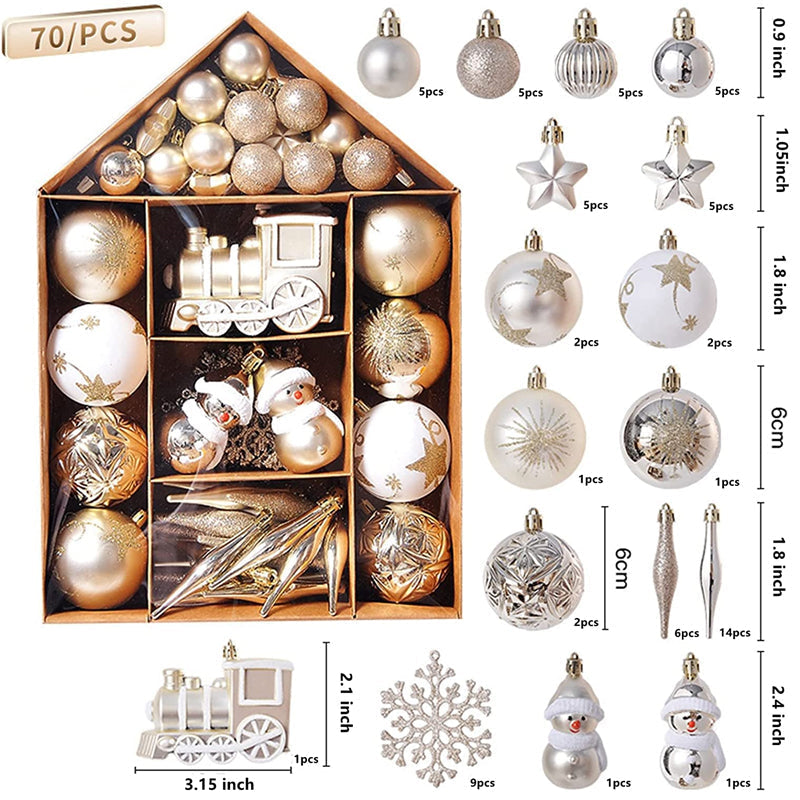 Christmas Ball Ornaments with Hanging Hooks, Multi-Piece Sets