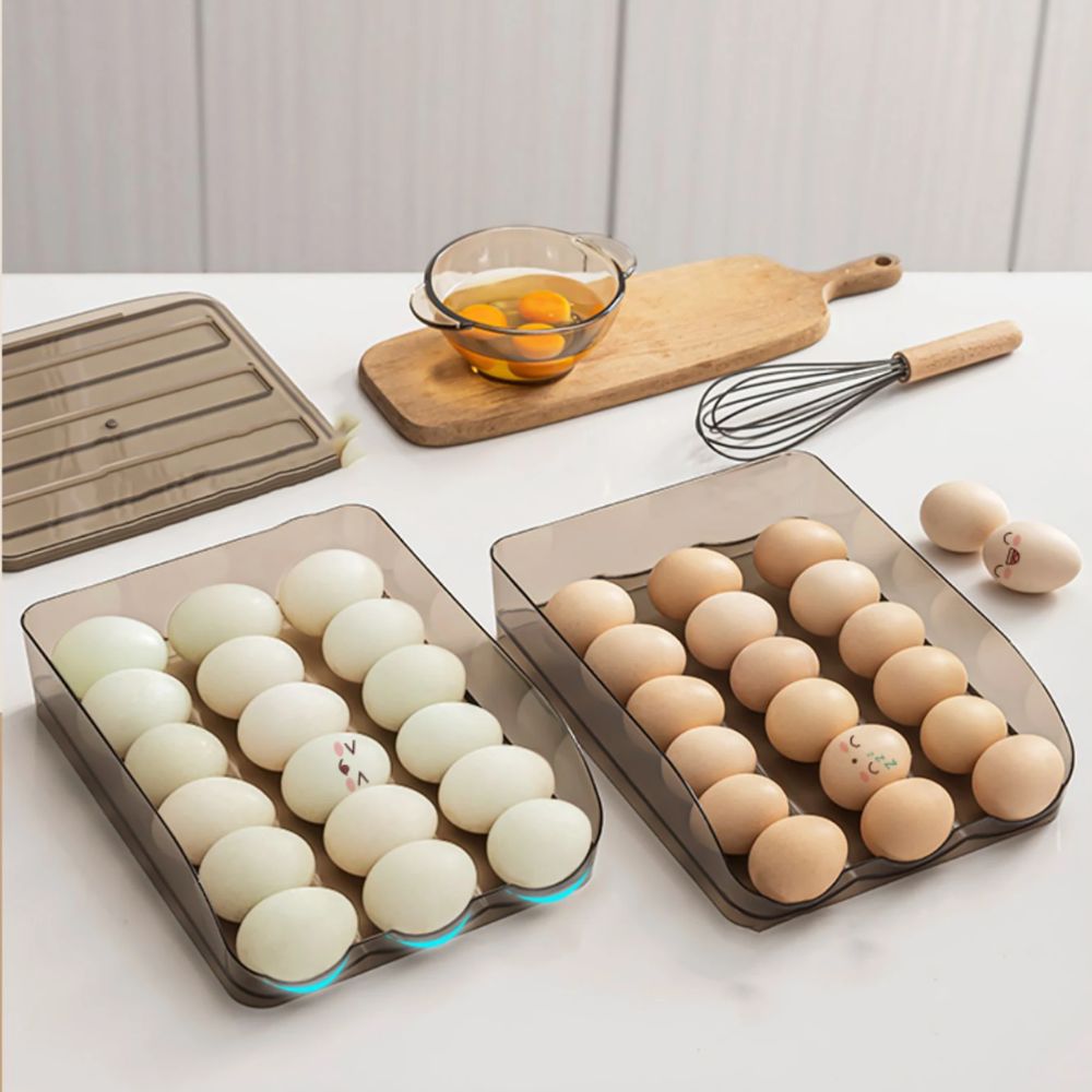 Stylish and practical egg container with an intelligent stacking design