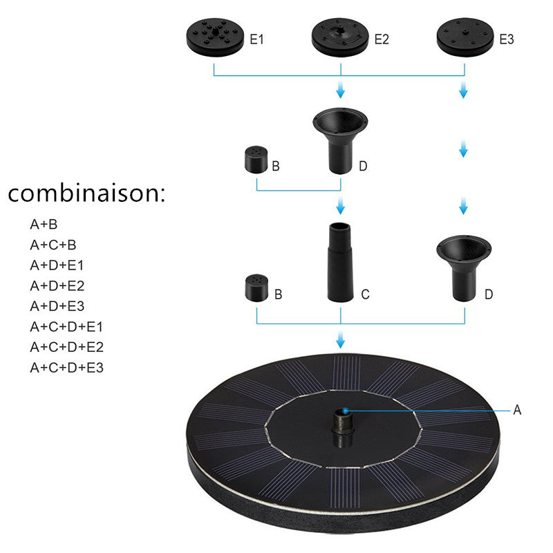 Solar fountain pump for outdoor use