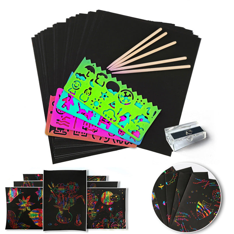 Magical scratch card set with rainbow colors
