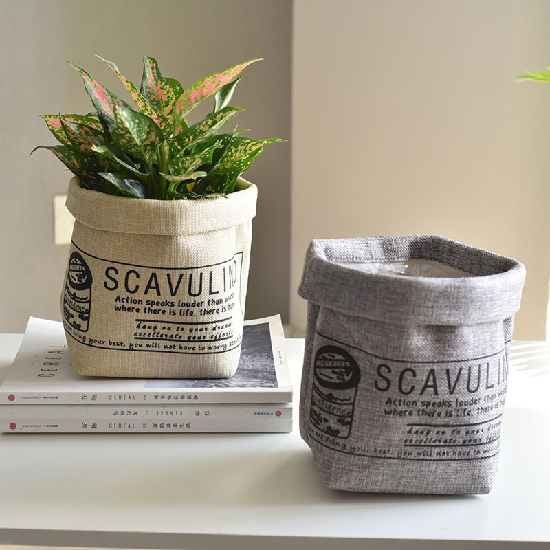 Decorative fabric plant pot with print – Versatile storage pot for plants and decor