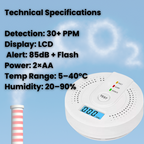 Carbon Monoxide Detector | Reliable Alarm Sensor with LCD Display for Home Safety