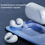 Bone conduction headphones with clip for the ear, wireless