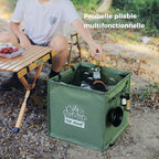 Foldable multifunctional trash can for outdoor use