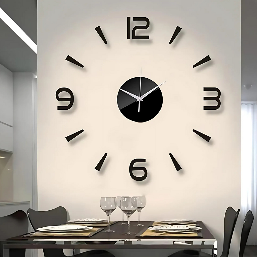 Chrona | Large Wall Clock Black Modern 60 cm Minimalistic