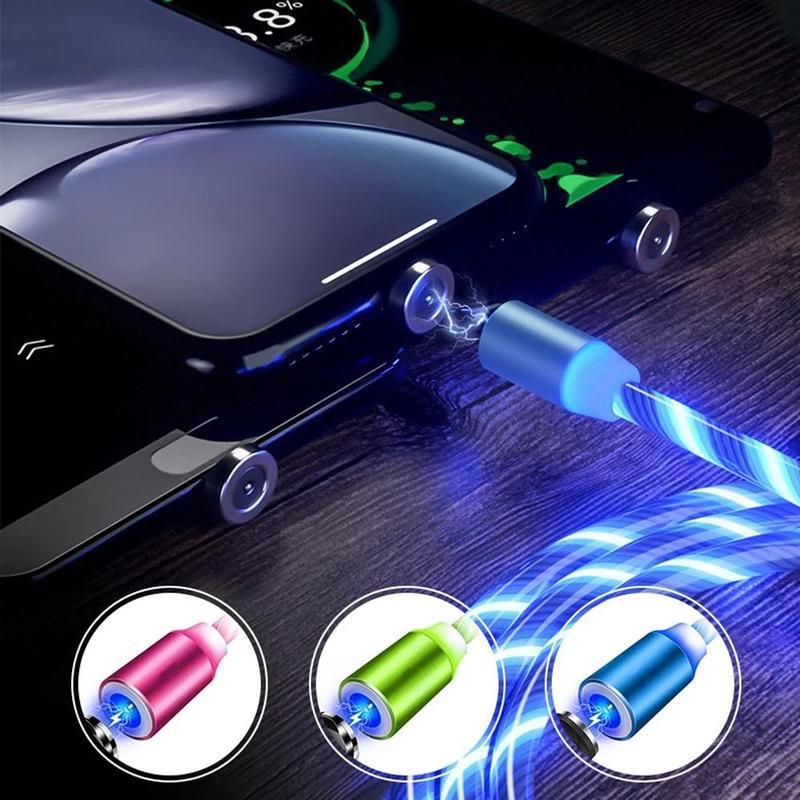 Magnetic USB charging cable with LED