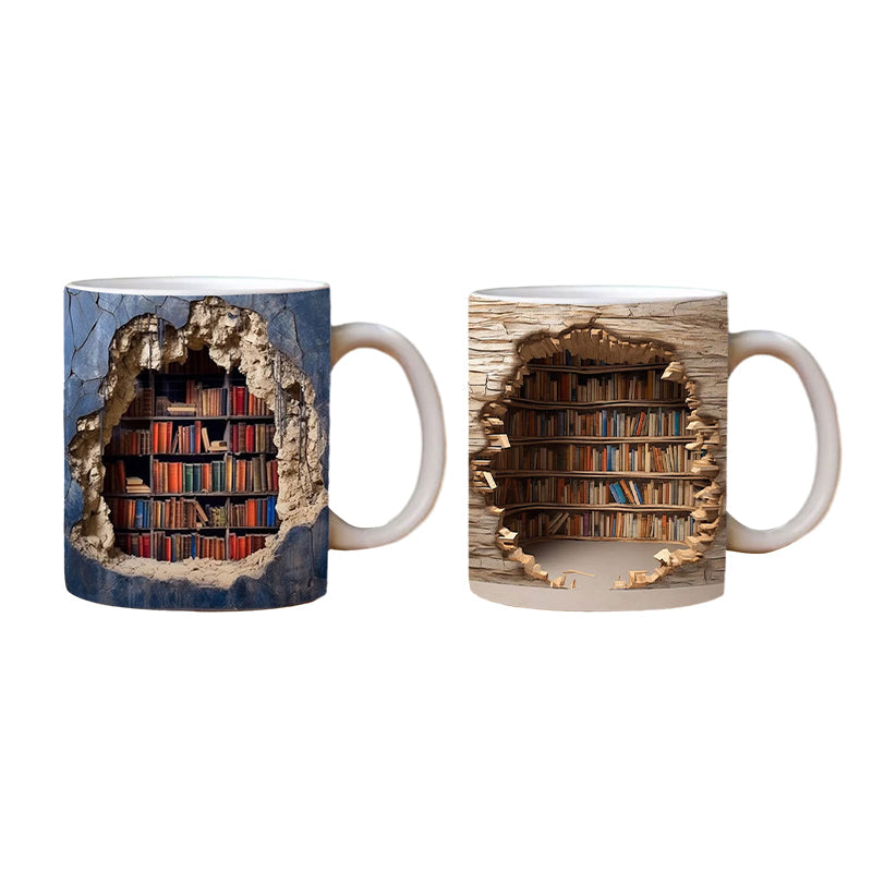 3D bookshelf mug