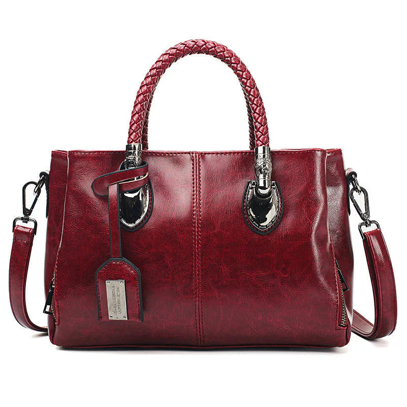 New oil wax leather handbags Boston soft leather large tote bag