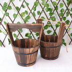 Wooden Bucket Planter in Barrel Design for Garden and Terrace – Decorative Flower Pots made of Wood