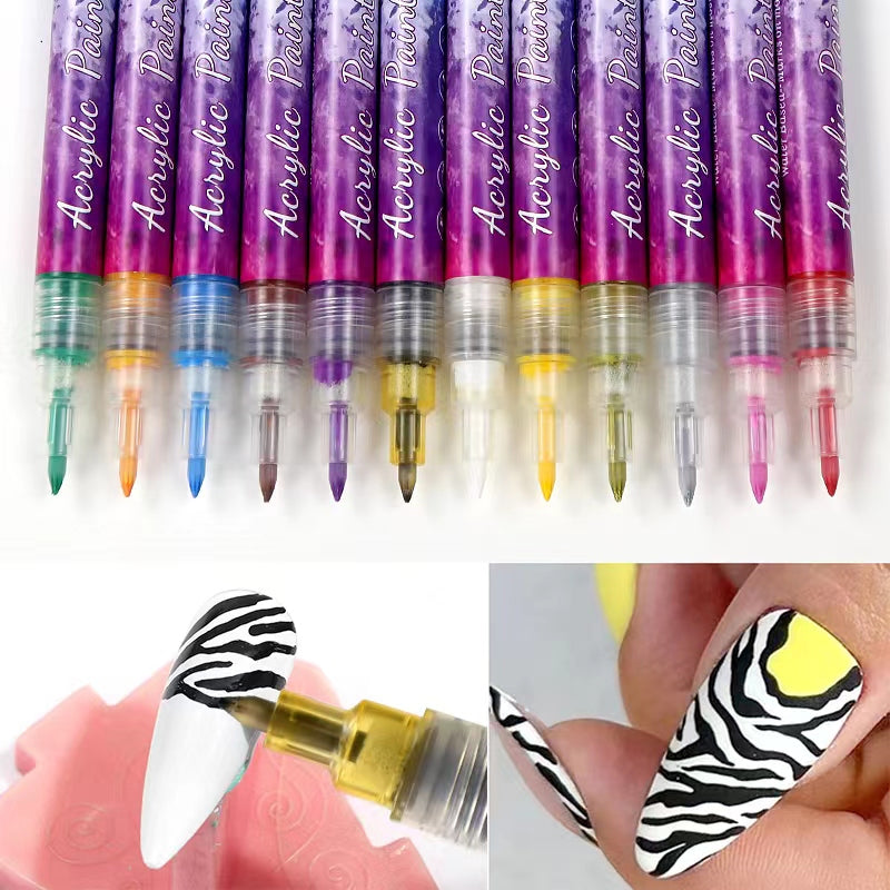 12-color ultra-thin curved nail pencil