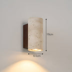 Travertine wall lamp in Japandi tube shape