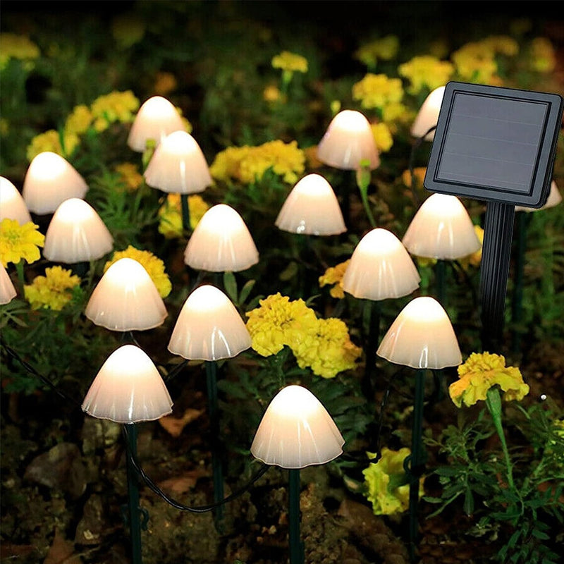 LED Solar String Lights Ground Stake Mushroom Lights