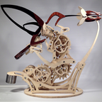 Wood kinetic hummingbird sculpture