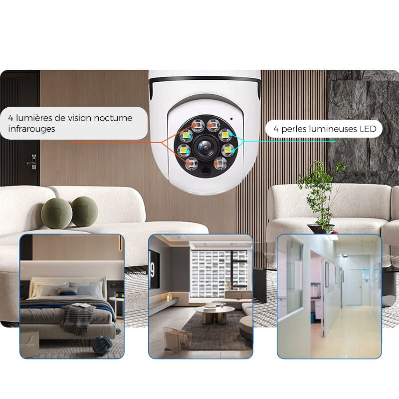 Wireless security camera without cables with light bulb