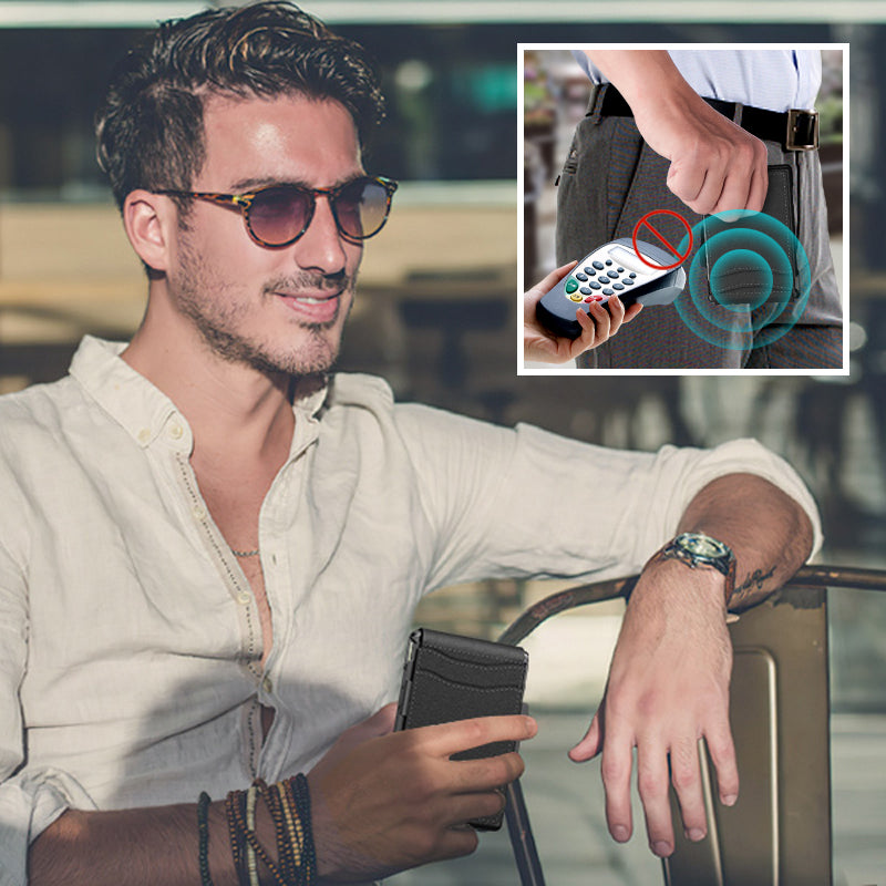 Men's Business Style PU Leather Card Slots for AirTag