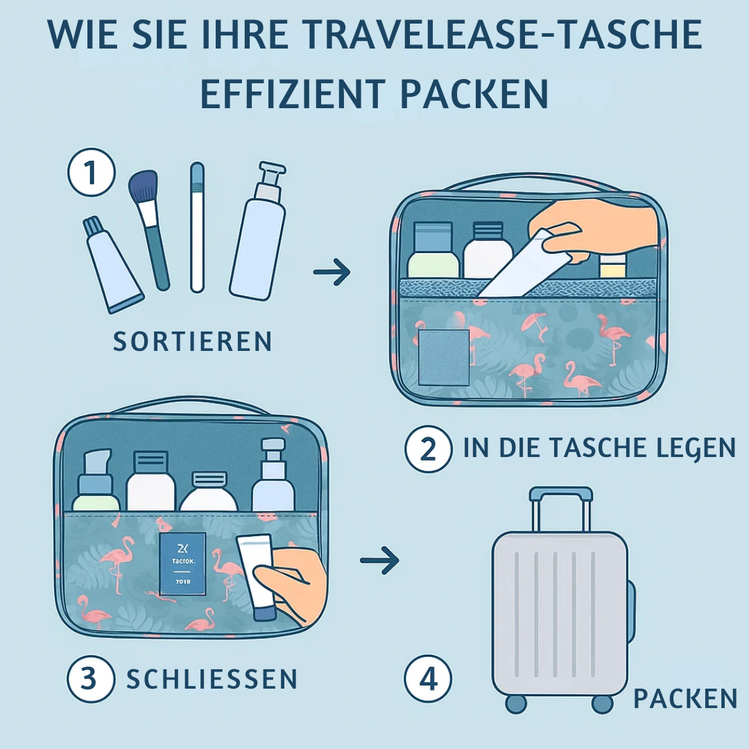 TravelEase – Water-repellent Cosmetic Bag with Hook and Compartments | Travel Toiletry Bag