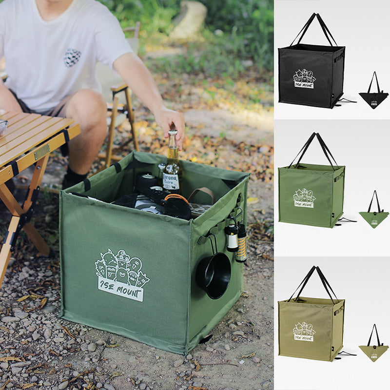 Foldable multifunctional trash can for outdoor use