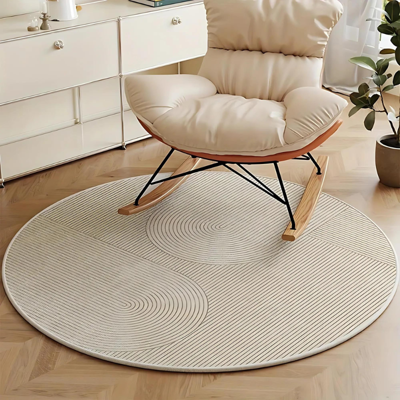 Round rug in Scandinavian design – Modern anti-slip rug for living room & bedroom