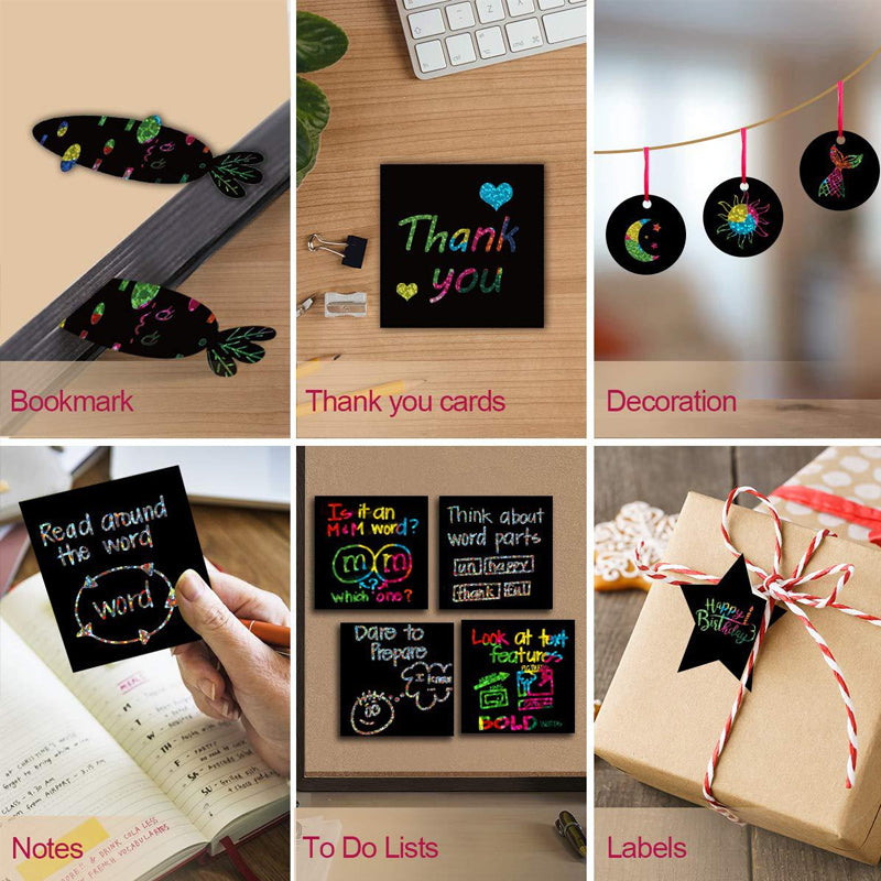 【100 sheets/1 set】DIY Rainbow Magic Scratch Paper Art Set