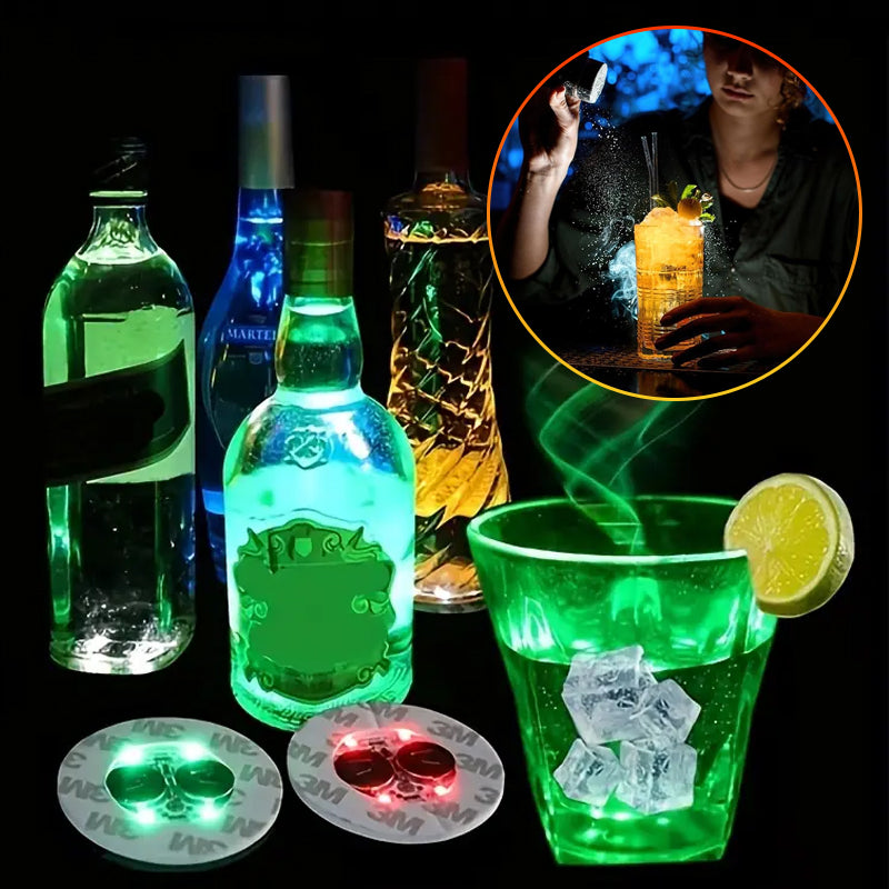 LED glowing bottle stickers and coasters