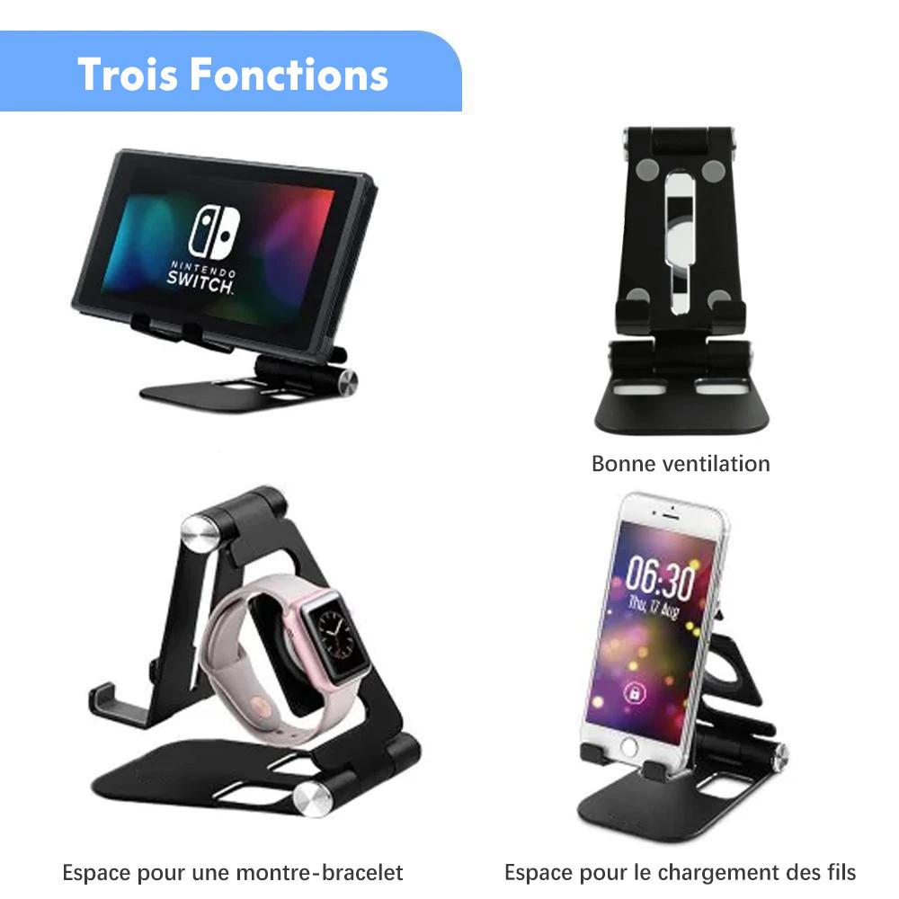 Multipurpose foldable smartphone holder made of aluminum alloy