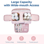 Women’s Travel Toiletry Bag | Waterproof Lining | 4 Compartments | Upright Full-Open Design | 11 × 6.3 × 9.4 in