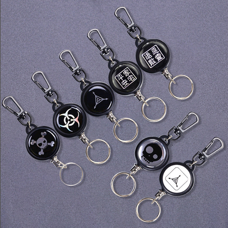 Keychain with retractable wire cable