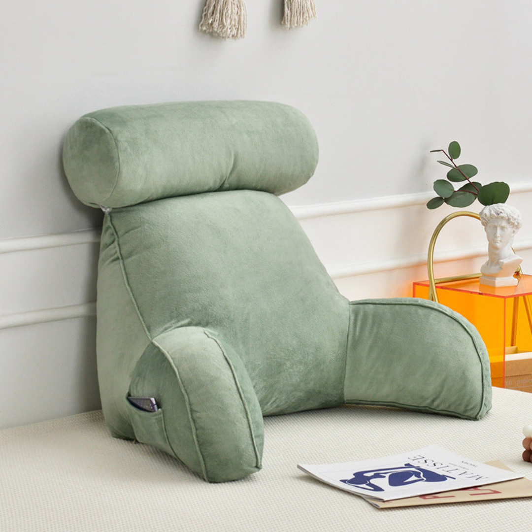 Backrest Pillow with Armrests and Adjustable Headrest