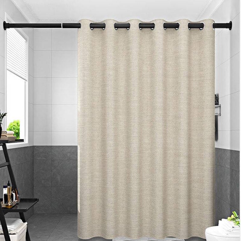 Thick Beige Linen Shower Curtain