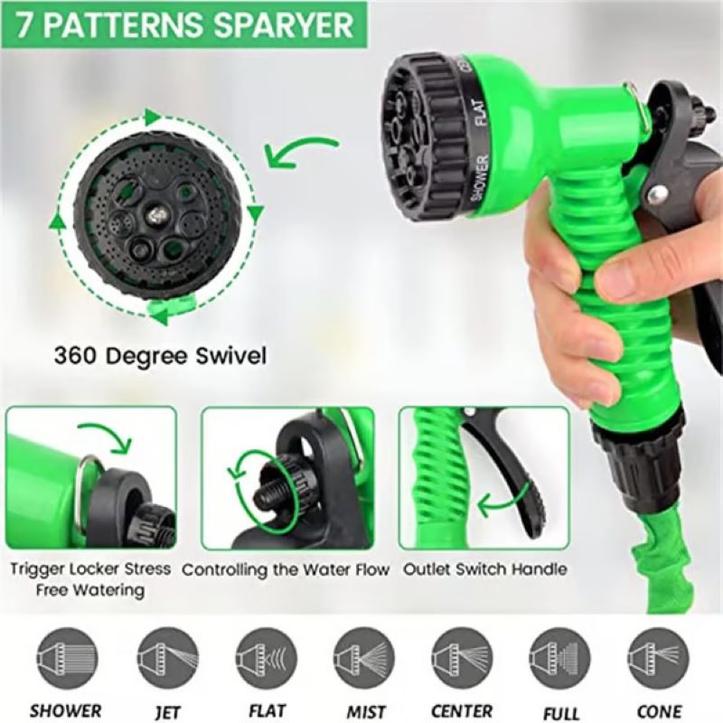 Magic hose with 7 spray gun functions