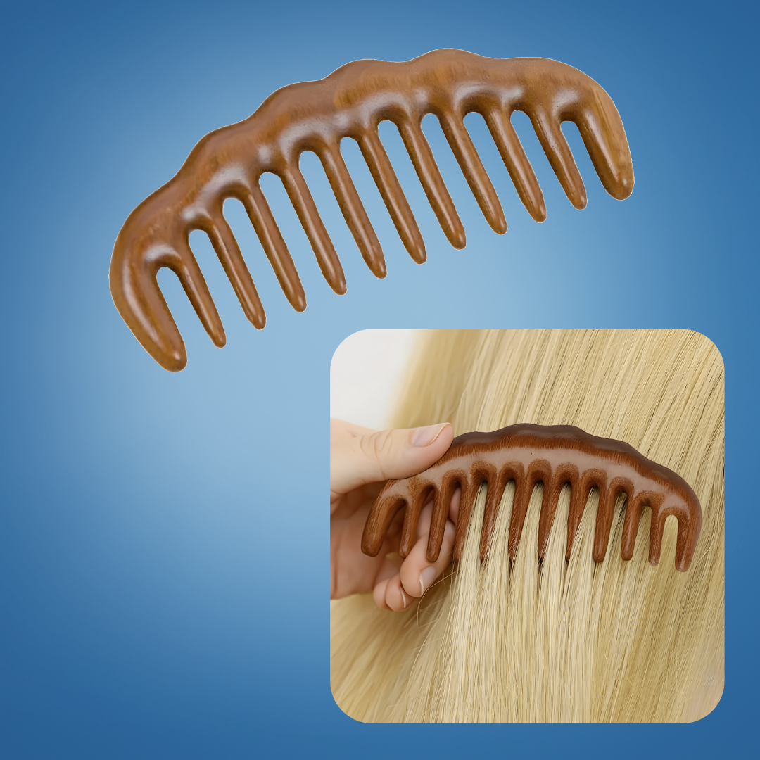 Tooth Hair Comb – Breakage-Free Detangling – Golden Sandalwood – Anti-Static – Gentle Scalp Massage – Healthy Shine