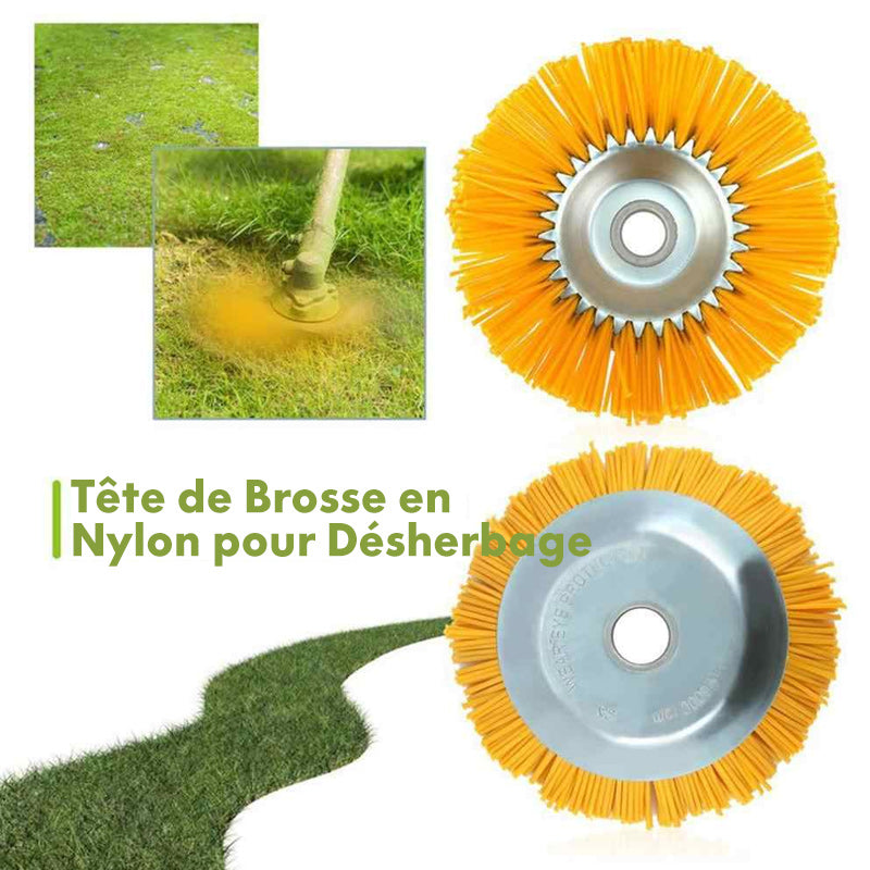 Nylon weed brush for lawn mower