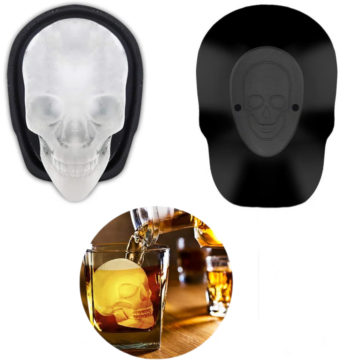 Halloween Skull Ice Mold | 3D Silicone Tray | Food-Grade, Heat-Resistant & Dishwasher Safe