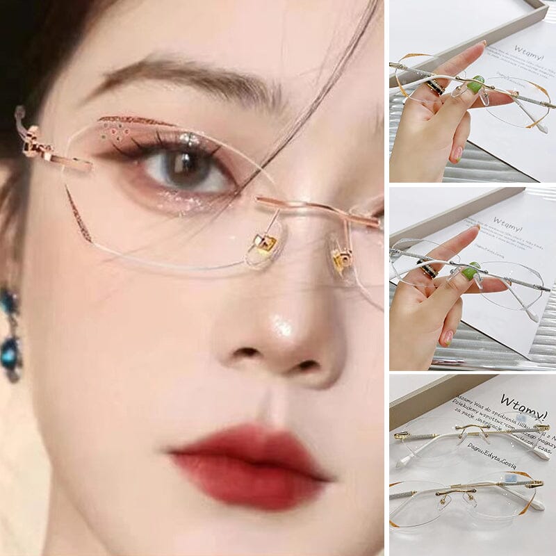 Fashionable rimless anti-blue light reading glasses