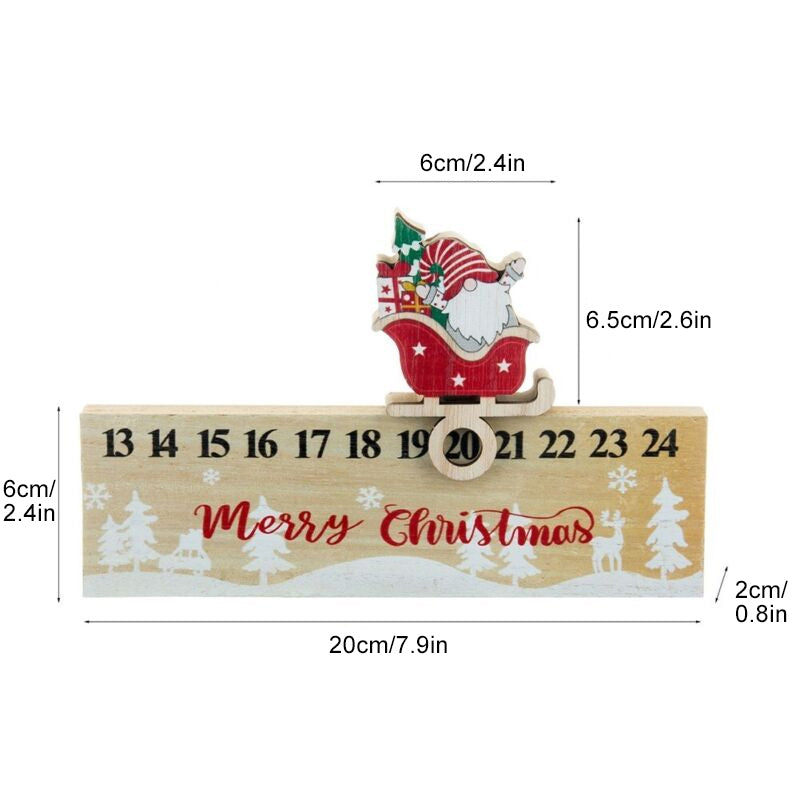 Merry Christmas Wooden Mobile Santa Claus Calendar Ornament